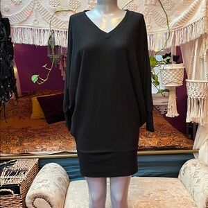 Vintage Y2K goth grunge batwing black tunic mini sweater dress